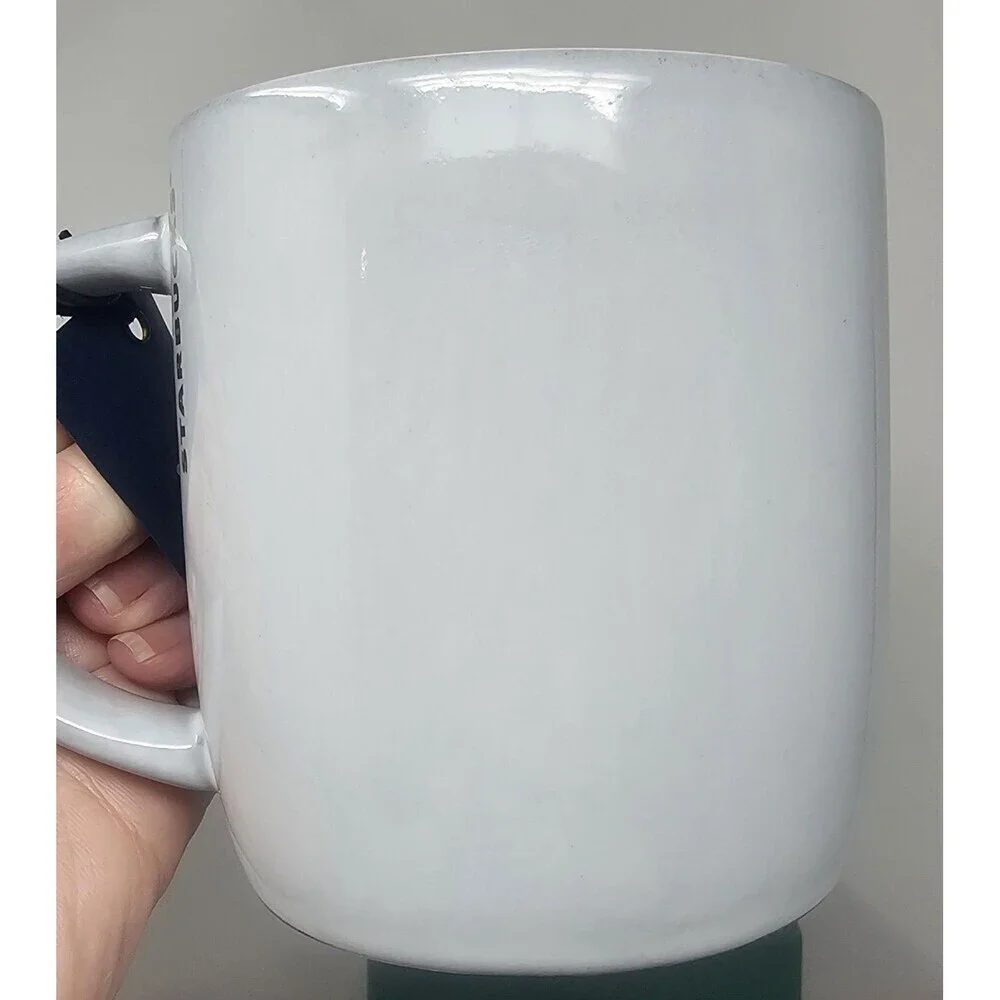Starbucks Anniversary White Gold Crown Siren Ceramic Handle Mug 14oz 2016 NIB
